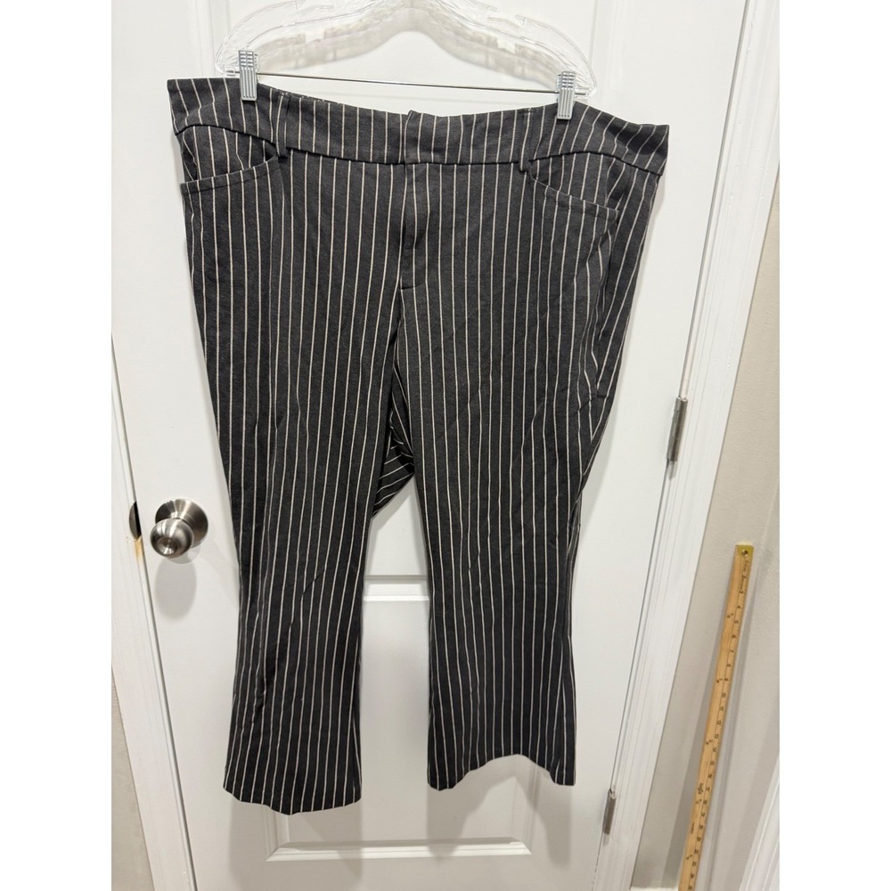 Torrid Womens Trouser Boot Pinstripe Stretch Pants Grey 26R